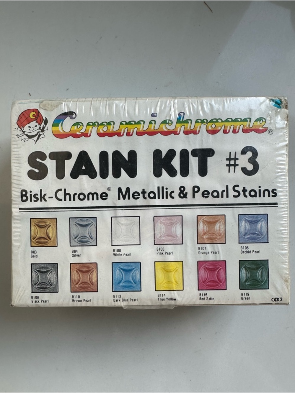 Vintage Ceramichrome Stain Kit #3 Metallic Pearl Ceramic Paint Set 12 Colors